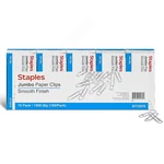 Staples 1.75" Heavy-duty Jumbo Smooth Silver Paper Clips, 1000 Pack, Office. Price: $15.52.