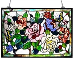 Chloe Lighting Butterfly And Roses Tiffany Glass Window Panel 27X19 New. Price: $184.58.