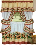3PC Curtains Cottage SET:2 Tiers & SWAG(57X30")BLACK Eyed Susan Sunflowers,achim New. Price: $21.99.