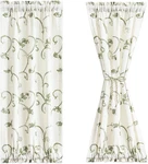 Vogol Beige Curtains For Door Windows, Green Vines Embroidery Small Short New. Price: $23.04.