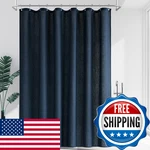 Jowels Navy Blue Linen Shower Curtain, Boho Farmhouse Set For Bat New. Price: $54.01.