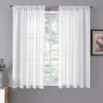 Tollpiz Short Sheer Curtain Linen Textured 42"W 54"L (pack Of 2), White New. Price: $23.99.