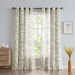 Treatmentex 84 Taupe Leaf Print Semi-sheer Curtain- 2 Panels, Grommet Top New. Price: $30.99.