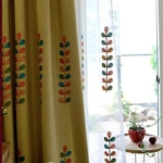 Vogol Linen Curtains 84 Inch Length, Colorful Leaves Embroidered Window Drape... New. Price: $106.09.