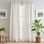 Peri Home 100% Linen Back Tab Lined Curtain Panel Pair, 84", White New. Price: $164.77.