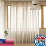 Maiher Pinch Pleat Semi Sheer Curtains 90" - Living Room, Light Filtering New. Price: $111.53.