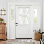 Jinchan Linen French Door Curtain With 52"W X 40"L (pack Of 1), Sheer White New. Price: $29.27.