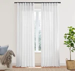 White Linen Semi-sheer Curtains 102" Long, Panels For Bedroom & Living New. Price: $66.99.