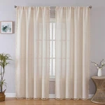 Joydeco Linen Boho Curtains 63" L, 2 Panels, Soft Bohemian Farmhouse Style New. Price: $54.89.
