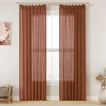 Terracotta Linen Pinch Pleat Curtains 84" - 2 Panel Set For Boho Decor New. Price: $77.99.