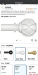 Kamanina Ivory White Metal Curtain Rod 72-144 With Decorative Finials New. Price: $20.00.