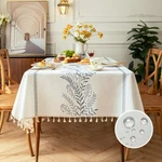 Vogol Blue Leaf Embroidered Tablecloth, Linen Textured Rectangle Waterproof Wrin New. Price: $61.26.