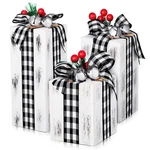 3 Pcs White Rustic Wooden Christmas Gift Box Decor Plaid Bow Table Center New. Price: $29.18.