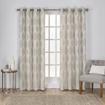 Exclusive Home Montrose Ogee Geometric Textured Linen Grommet Top Curtain Panel New. Price: $21.81.