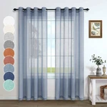 Pitalk Dusty Blue Window Curtains 102"L, Panels Rod Pocket Woven Textured Shee New. Price: $51.19.