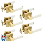 Ehomeware 5 Pack Gold Interior Door Handles Brass Levers White Leather New. Price: $194.98.