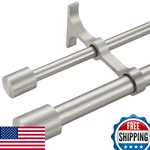Brushed Nickel Double Curtain 48-84" Adjustable Decorative Window Rods New. Price: $64.17.