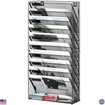 10-TIER Wall-mounted File Organizer Black Metal Document Holder & Clipboard New. Price: $64.73.