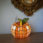 River Of Goods 9" Stained Glass Pumpkin Indoor Accent Tiffany-style Lamp! New. Price: $59.99.