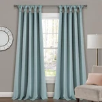 Insulated Knotted Tab Top Blackout Window Curtain Panels Pair 52" X 95" Blue New. Price: $81.61.
