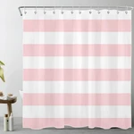 Lb Pink Striped Shower Curtain And White Bathroom Decor - Polyester Fabr... New. Price: $17.22.