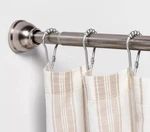 Dual Mount Brushed Nickel Finish Round End Shower Curtain Rod 43" - 72" Lengths Open. Price: $22.50.