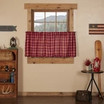 Rustic 24"X36" Tier Pair Red Rod Pocket Plaid Kitchen Window Curtains Vhc Brands New. Price: $32.95.