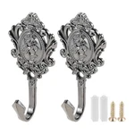 2PCS Wall Hooks Black Pattern Carved Vintage Drapery Clothes Key Bathroo... New. Price: $17.09.