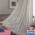 Sutuo Home Boho Lace Curtains 59"X72" Sheer Cotton Crochet For Kitchen Bedroom New. Price: $42.10.