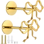 Blulu 2 Pcs Metal Bow Curtain Gold Wall Mounted New. Price: $23.00.