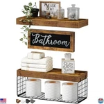Wall Mounted Bathroom Shelves Over Toilet - Rustic Brown Floating Shelf Set 2+1 New. Price: $54.59.