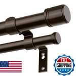 Hotozon Double Curtain Rod 72-144 Inch Heavy Duty Telescoping Bronze For Windows New. Price: $56.69.