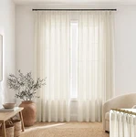 Shineland Pinch Pleated Linen Curtains 96 Long 2 Panel Set For Living Room New. Price: $29.99.
