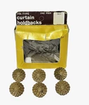 Vintage Kenney Mfg. Gold Floral Pin Type Curtain Holdbacks, Tiebacks, Set Of 6 Open. Price: $22.99.