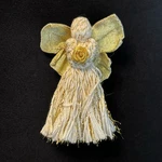 Vintage Handmade Angel Brooch Cream Gold Tassel Textile Art Pin Pre-owned. Price: $5.99.