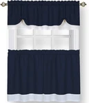 Achim Darcy Tier & Valance Curtain Set 58X36 / 58X14 Navy White Open. Price: $15.99.