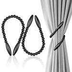 Ocioli Wood Bead Curtain Tiebacks 2 Pack, No Drill Holdbacks Black New. Price: $18.99.