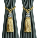 2PK Gold Curtain Tiebacks With Tassel Elegant Rope Drapery Holdbacks & Hooks New. Price: $12.88.