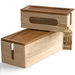 Nature Supplies Set Of Two Natural Wood Cable Management Box, Large And Medium New. Price: $55.74.