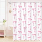 Cute Shower Curtain, Pink Aesthetic Bowknot For Bathroom, ... New. Price: $27.99.