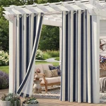 2 Panels Outdoor Stripe Curtains For Patio, Waterproof Light Filtering Indoor New. Price: $29.39.
