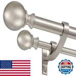 Hosmile Brushed Nickel Double Curtain Rods Adjustable 144-164 Inch Round New. Price: $91.22.