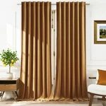 Timeper Gold Brown Velvet Curtains 84 Inches 2 Panels, Light Blocking Curtain... New. Price: $35.50.