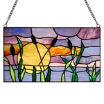 River Goods Cattails Sunset Stained Glass Window Panel Wall Decor New. Price: $114.12.