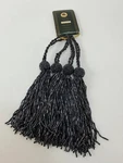 Woodbridge Designs Beaded Curtain Tiebacks Tassels Set 4 Black Handmade India Used. Price: $21.95.