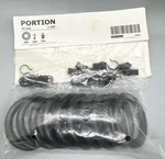 (10) New Ikea Portion 7/8 Curtain Drapery Rings With Hooks & Clips, Black. Price: $14.50.