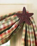 Architectural Star Red Cast Metal Curtain Hooks - Set Of 2 Park Designs New. Price: $22.00.