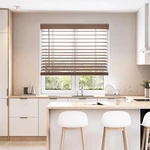 Dez Furnishings Cordless 2" Faux Wood Blind, 56" 64" H, Dark Oak New. Price: $140.84.