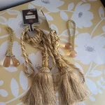 New Allen & Roth Curtain Gold Tassel Tie Backs Beaded + 2 Bauble Ropes. Price: $20.30.