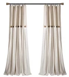 Lush Decor Linen Button Farmhouse Curtains, Single Panel, Pleated Two Tone New. Price: $51.35.
